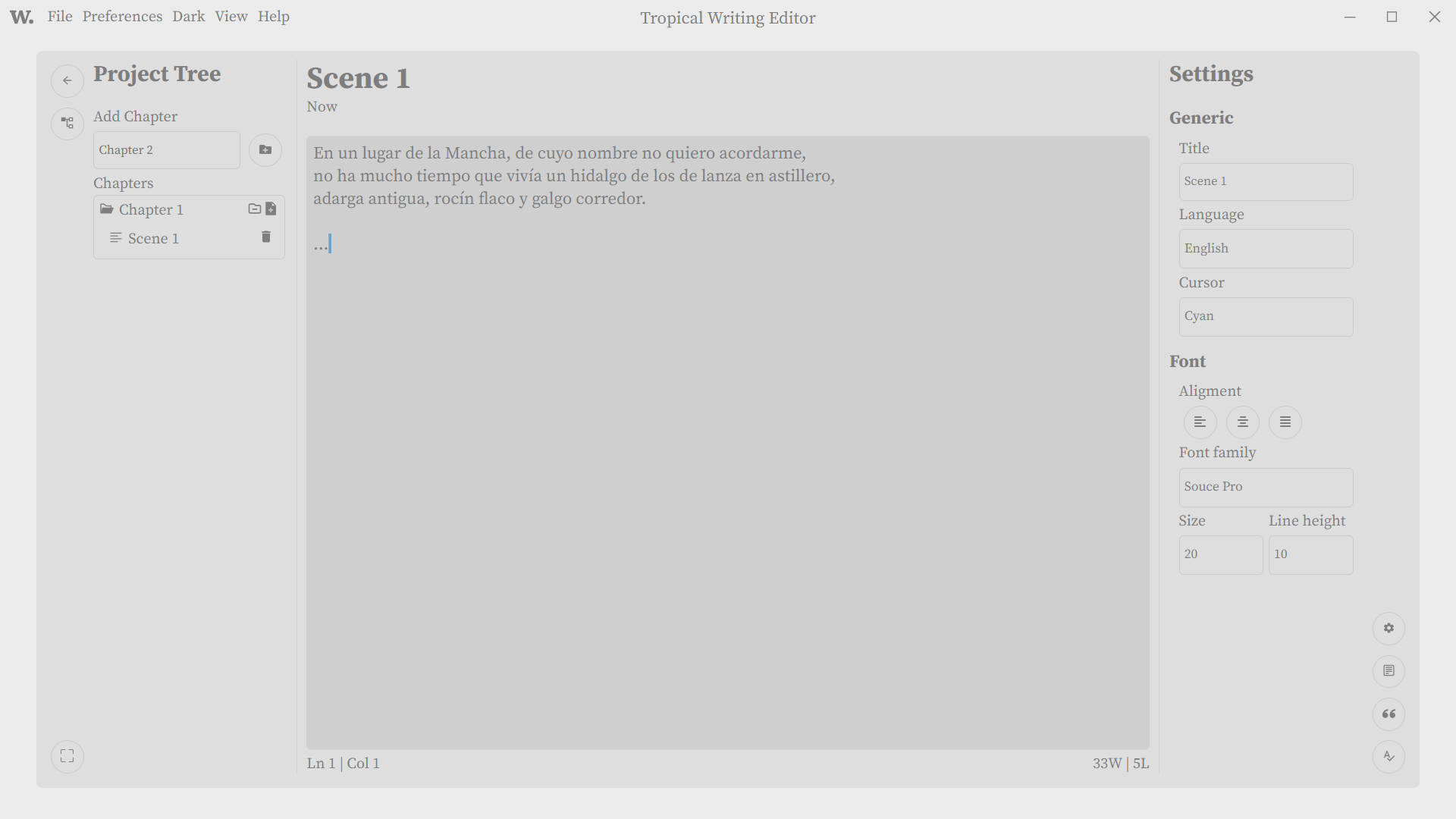 Tropical Writing Editor